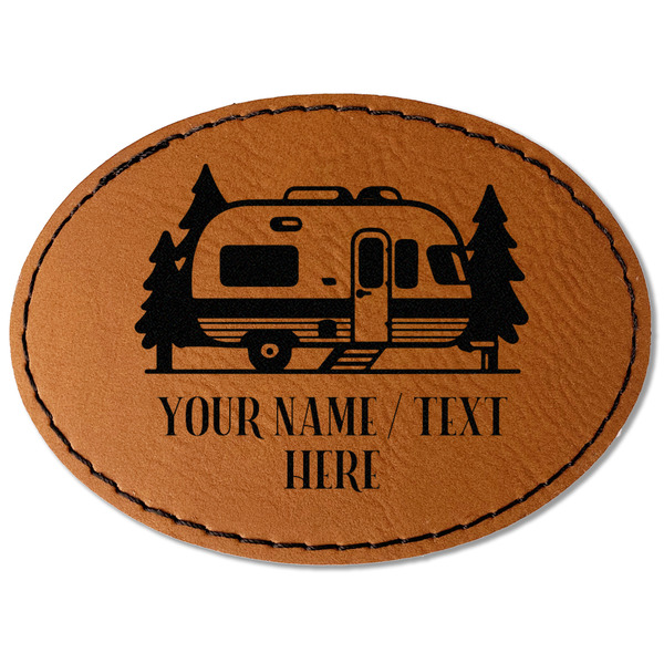 Flamingo & Camping Leatherette Patches - Oval