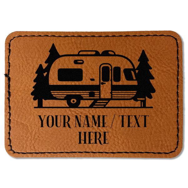 Flamingo & Camping Leatherette Patches - Rectangle