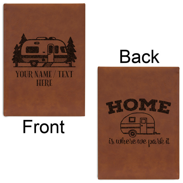 Flamingo & Camping Leatherette Sketchbooks - Large - Double Sided - Front & Back View