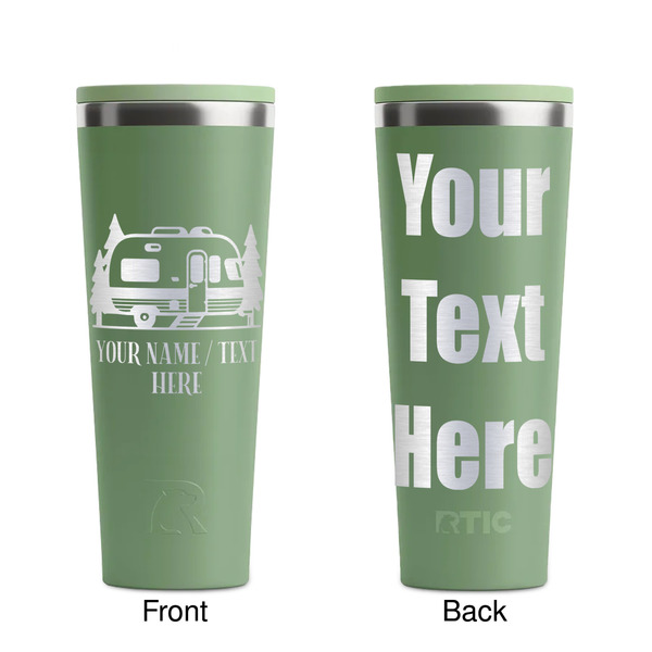 Flamingo & Camping Light Green RTIC Everyday Tumbler - 28 oz. - Front and Back