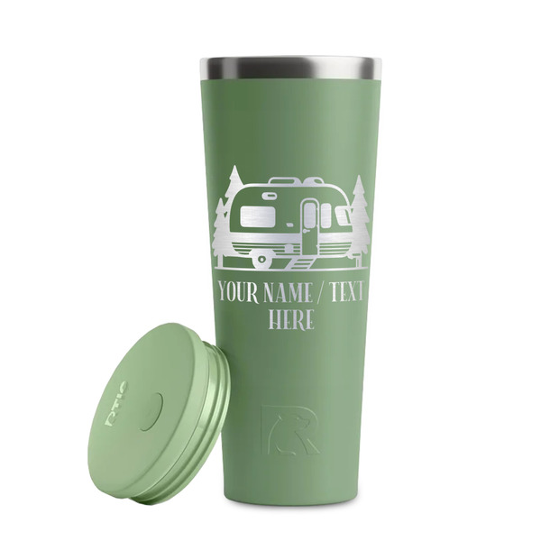 Flamingo & Camping Light Green RTIC Everyday Tumbler - 28 oz. - Lid Off
