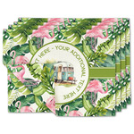 Flamingo & Camping Double-Sided Linen Placemats - Set of 4 (Personalized)