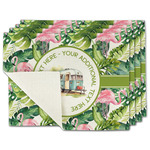Flamingo & Camping Single-Sided Linen Placemats - Set of 4 (Personalized)