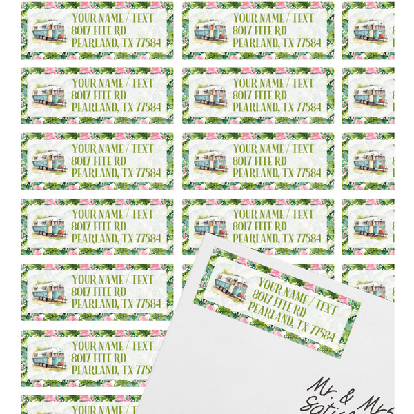 Flamingo & Camping Mailing Label on Envelope - Multiple Labels