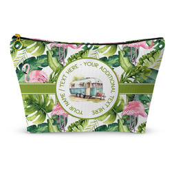 Flamingo & Camping Makeup Bag - Large - 12.5" x 7" (Personalized)