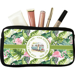 Flamingo & Camping Makeup / Cosmetic Bag - Small (Personalized)