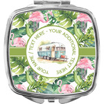 Flamingo & Camping Compact Makeup Mirror (Personalized)