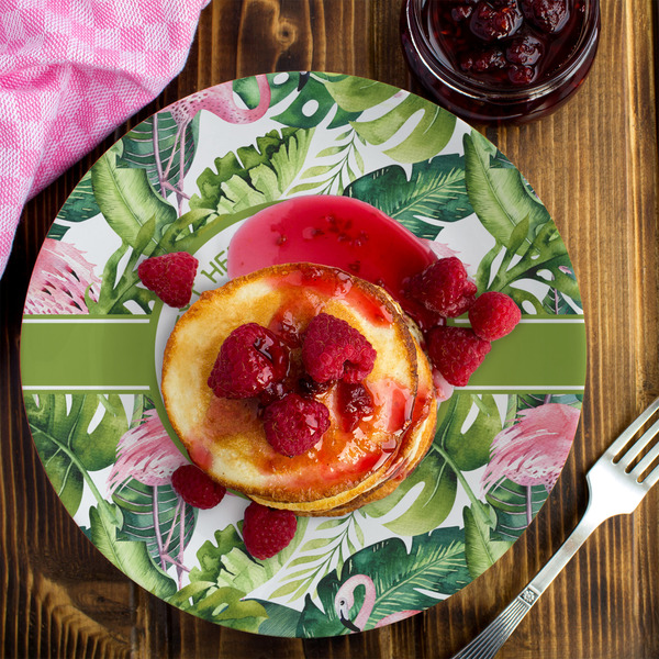 Flamingo & Camping Melamine Plate 8 inches - LIFESTYLE