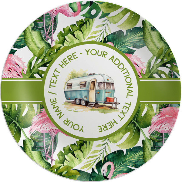 Custom Flamingo & Camping Melamine Plate (Personalized)