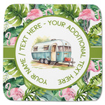 Flamingo & Camping Memory Foam Bath Mat - 48" x 48" (Personalized)