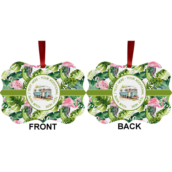 Flamingo & Camping Metal Benilux Ornament - Front and Back (APPROVAL)