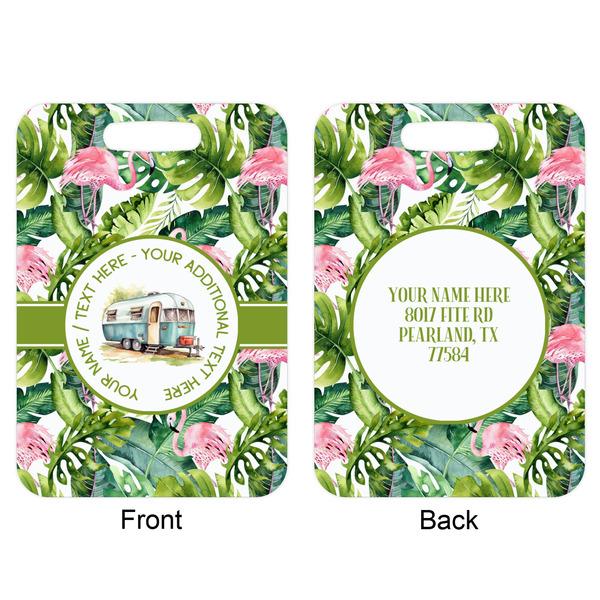 Flamingo & Camping Metal Luggage Tag - Approval
