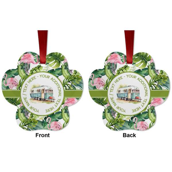 Flamingo & Camping Metal Paw Ornament - Front and Back