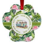Flamingo & Camping Metal Paw Ornament - Double-Sided (Personalized)