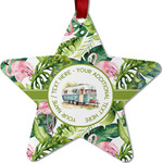 Flamingo & Camping Metal Star Ornament - Double-Sided (Personalized)