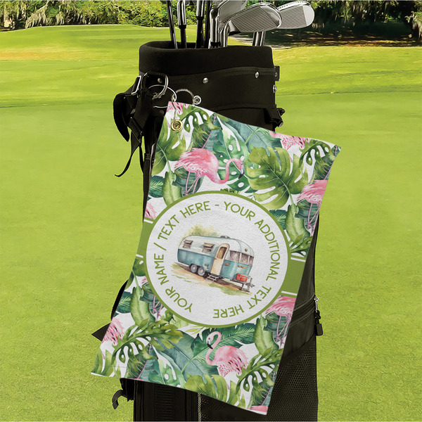 Flamingo & Camping Microfiber Golf Towels - Small - LIFESTYLE