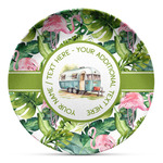 Flamingo & Camping Microwave Safe Plastic Plate - Composite Polymer (Personalized)