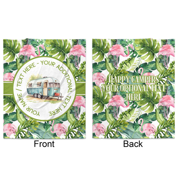 Flamingo & Camping Minky Blanket - 50"x60" - Double Sided - Front & Back