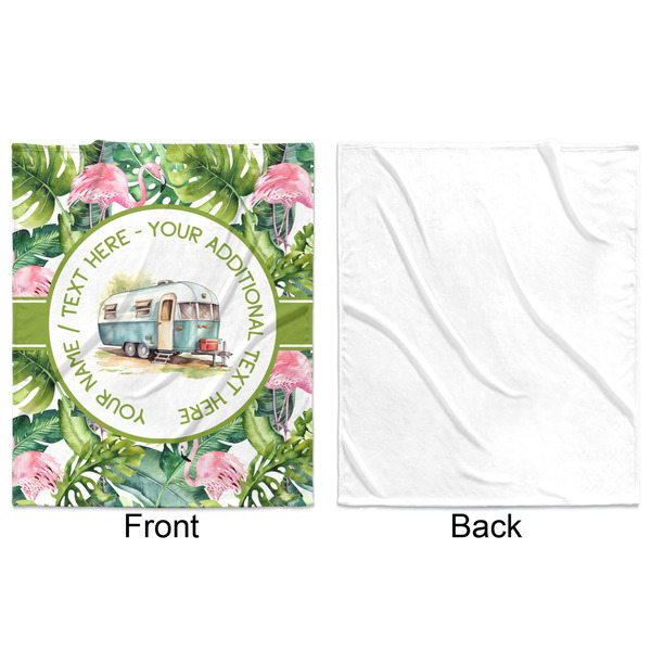 Flamingo & Camping Minky Blanket - 50"x60" - Single Sided - Front & Back