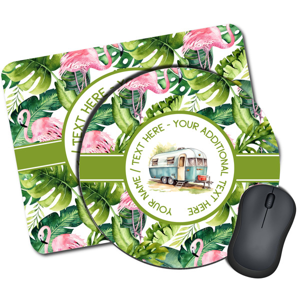 Custom Flamingo & Camping Mouse Pad (Personalized)