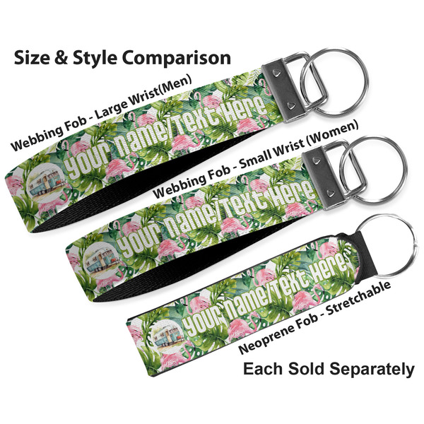 Flamingo & Camping Multiple Key Ring comparison sizes