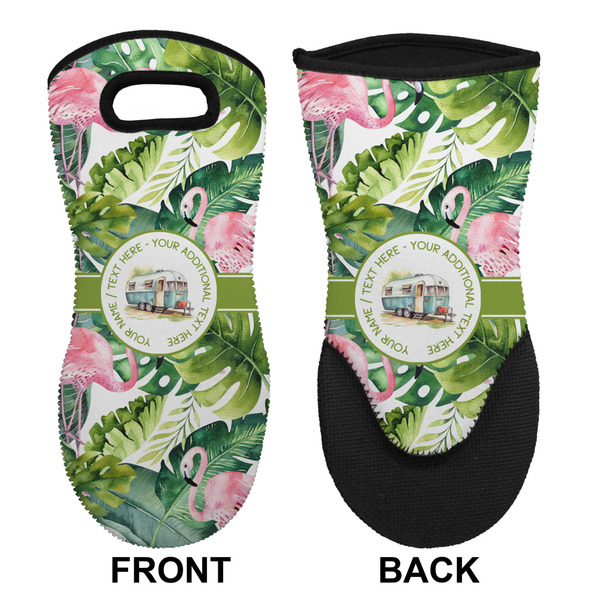 Flamingo & Camping Neoprene Oven Mitt (Front & Back)