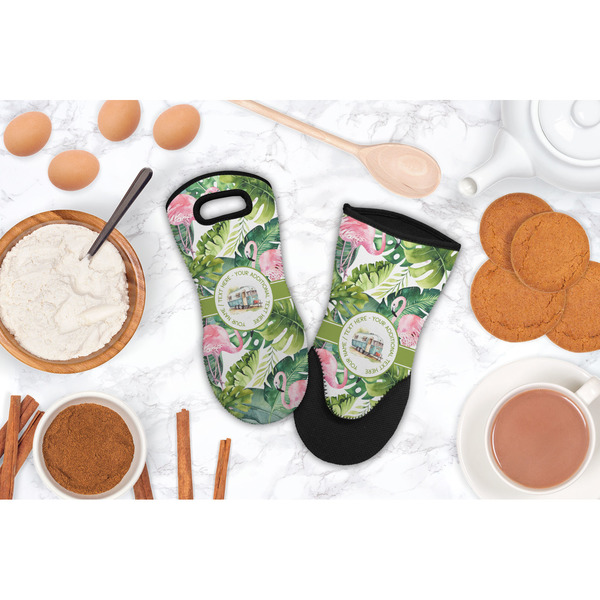 Flamingo & Camping Neoprene Oven Mitt - Lifestyle Image
