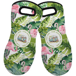 Flamingo & Camping Neoprene Oven Mitts - Set of 2 (Personalized)