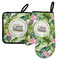 Flamingo & Camping Left Oven Mitt & Pot Holder Set (Personalized)