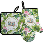 Flamingo & Camping Right Oven Mitt & Pot Holder Set (Personalized)