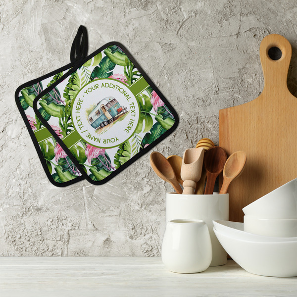 Flamingo & Camping Neoprene Pot Holder - Set of 2  LIFESTYLE