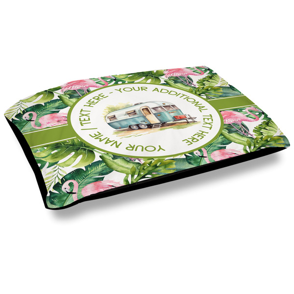Custom Flamingo & Camping Dog Bed (Personalized)