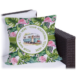 Flamingo & Camping Outdoor Pillow - 18" (Personalized)