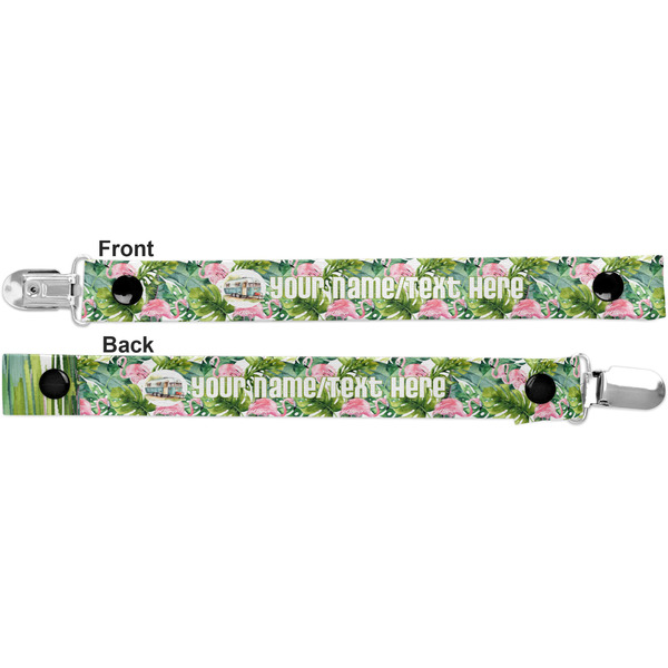 Flamingo & Camping Pacifier Clip - Front and Back