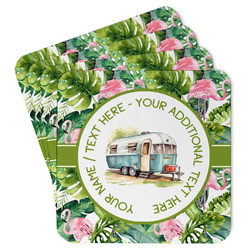 Flamingo & Camping Square Paper Coasters (Personalized)