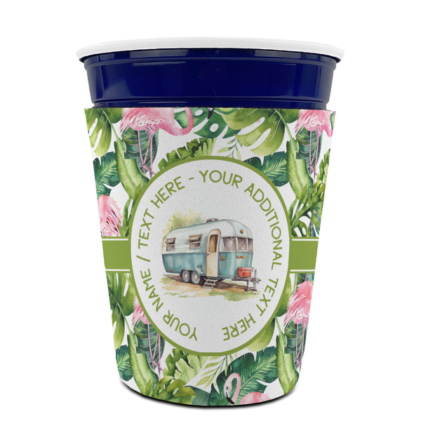 Flamingo & Camping Party Cup Sleeves - without bottom - Front (On Cup)