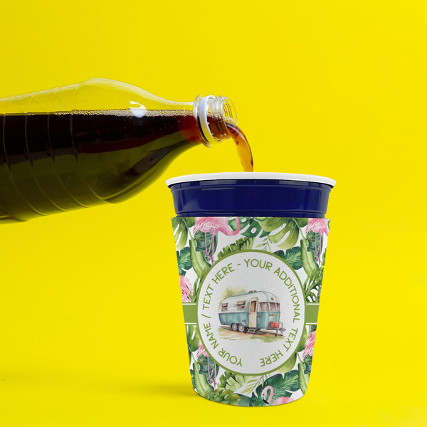 Flamingo & Camping Party Cup Sleeves - without bottom - Lifestyle