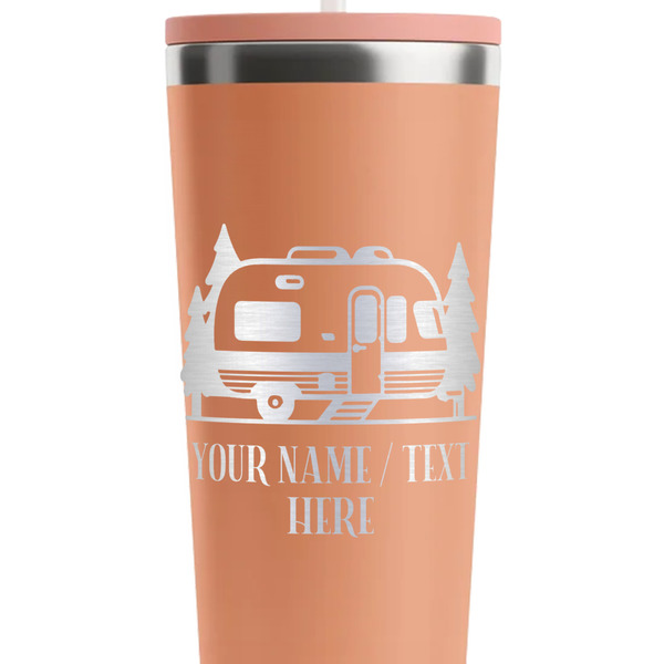 Flamingo & Camping Peach RTIC Everyday Tumbler - 28 oz. - Close Up