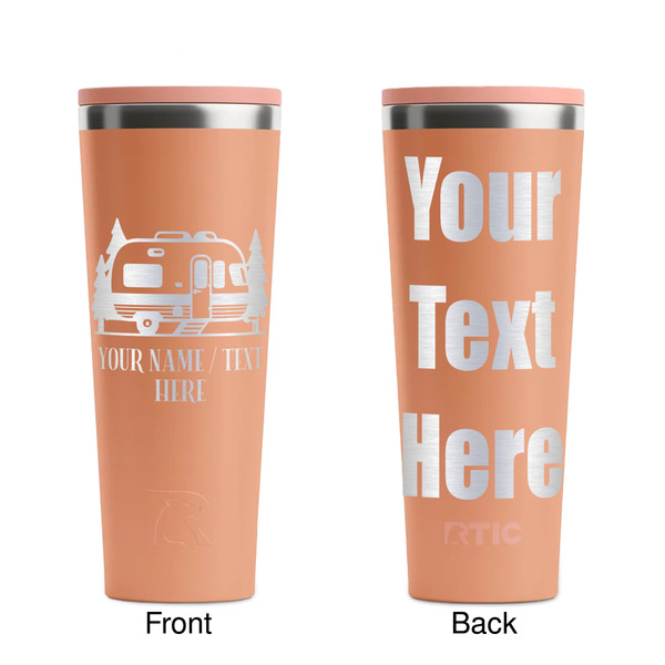 Flamingo & Camping Peach RTIC Everyday Tumbler - 28 oz. - Front and Back