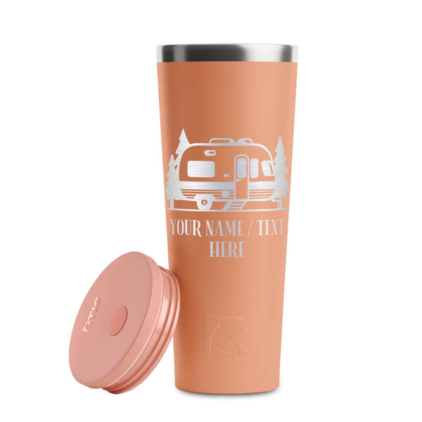 Flamingo & Camping Peach RTIC Everyday Tumbler - 28 oz. - Lid Off