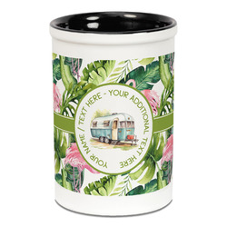 Flamingo & Camping Ceramic Pencil Holders - Black