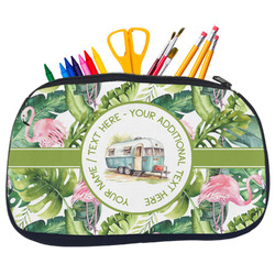 Flamingo & Camping Neoprene Pencil Case - Medium (Personalized)