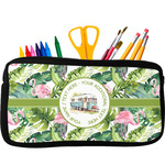 Flamingo & Camping Neoprene Pencil Case - Small (Personalized)