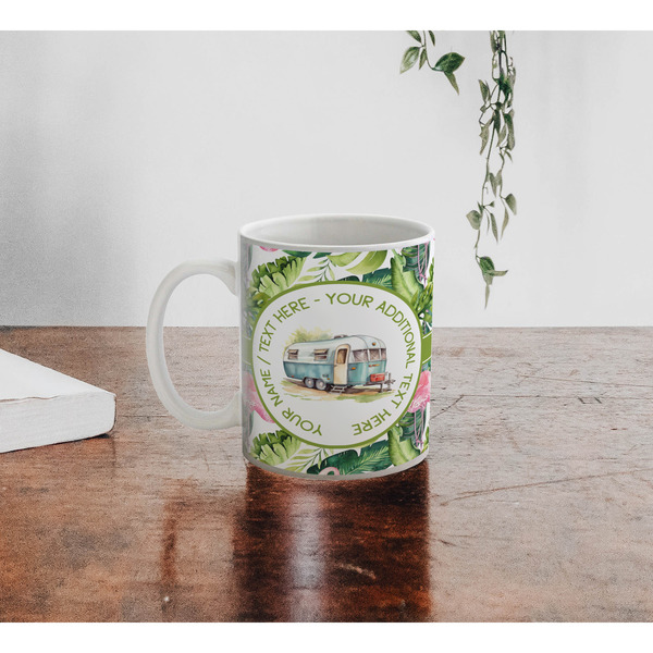 Flamingo & Camping Personalized Coffee Mug - Lifestyle