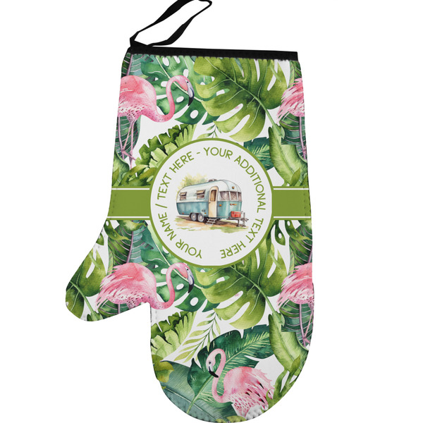 Custom Flamingo & Camping Left Oven Mitt (Personalized)