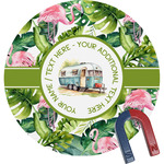 Flamingo & Camping Round Fridge Magnet (Personalized)