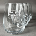 Flamingo & Camping Stemless Wine Glasses - Laser Engraved- Set of 4