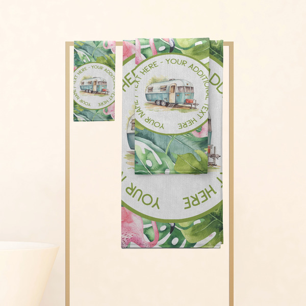 Flamingo & Camping Personalized Towel Set