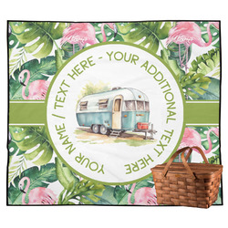 Flamingo & Camping Outdoor Picnic Blanket (Personalized)