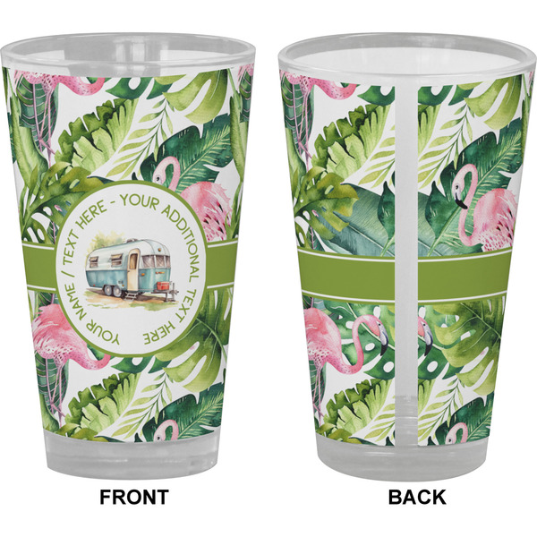 Flamingo & Camping Pint Glass - Full Color - Front & Back Views